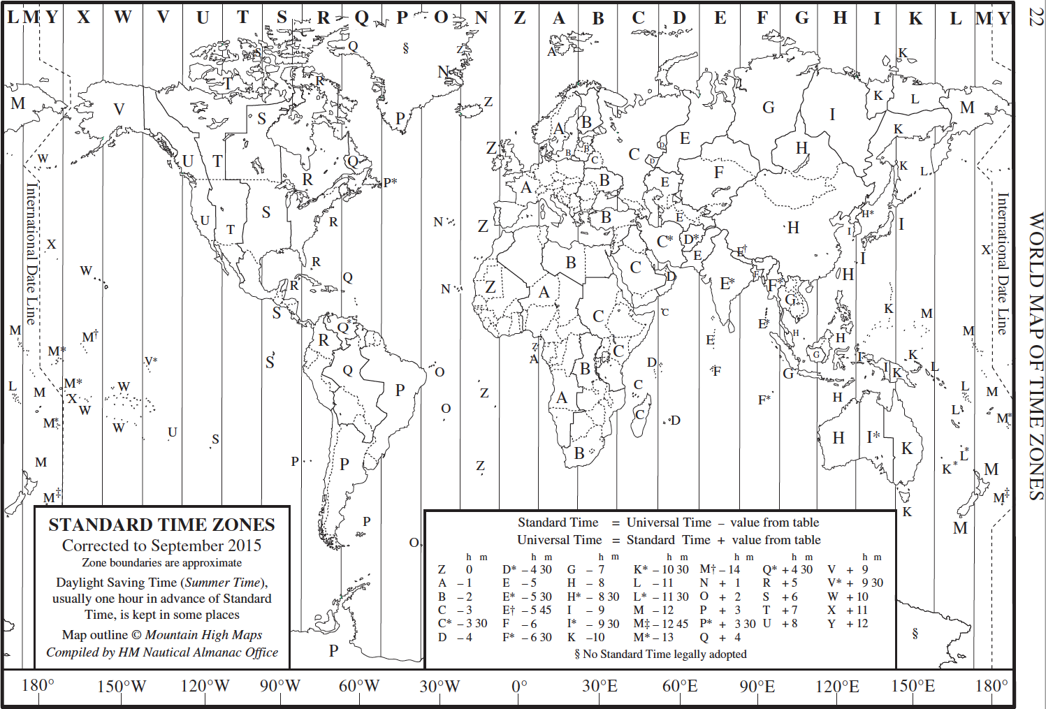 B&ampW Map: World Time Zone